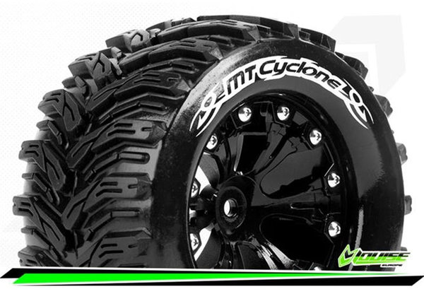 MT-Cyclone 1:10 Monster Truck Tire Set Mounted Soft Black